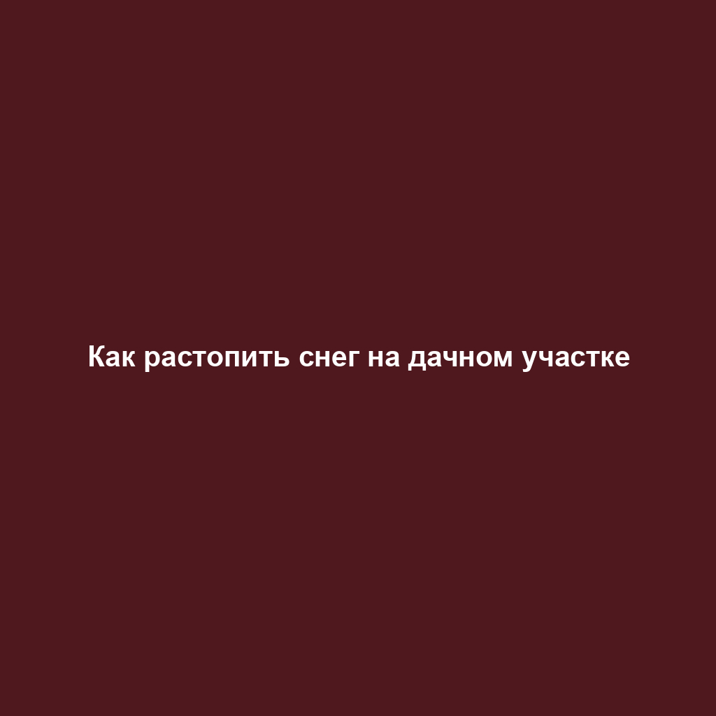 Как растопить снег на дачном участке